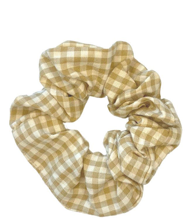 JA-NI Hair Accessories - Hair Scrunchies Small, The Beige Thin Checkered