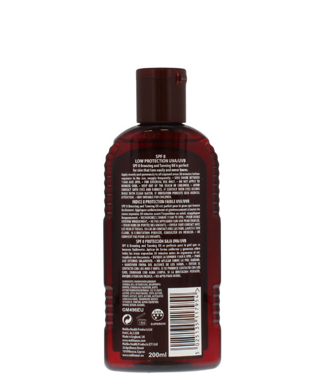 Malibu Bronzing Tanning Oil SPF8, 200 ml. 